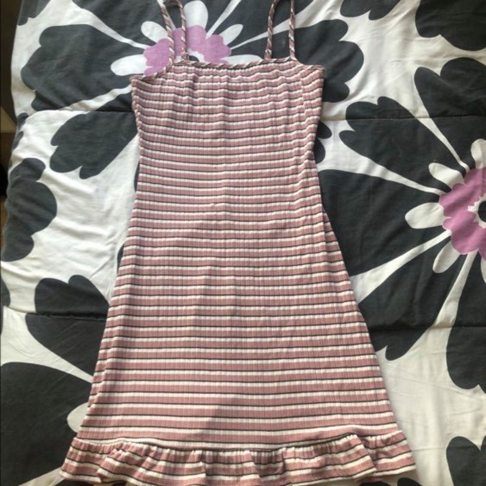 Vintage striped bodycon spaghetti strap mini dress